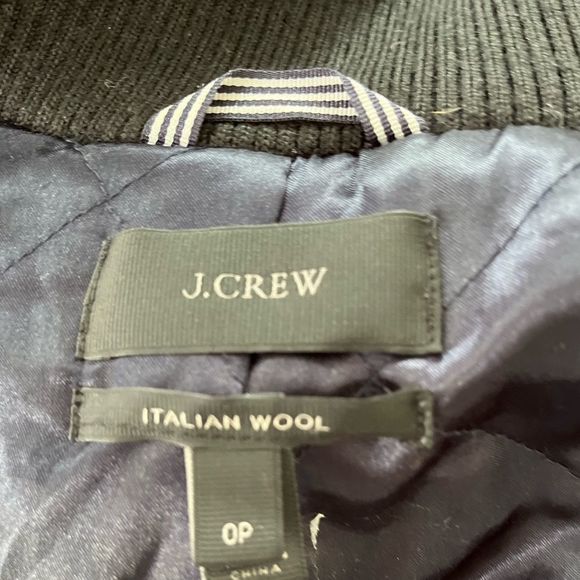 J Crew Lodge Coat, black/ ivory  boucle, Italian wool blend, size 0 P - Picture 14 of 14